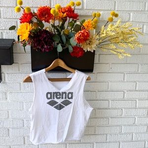 Arena White Tank Top/Crop Top Size Small